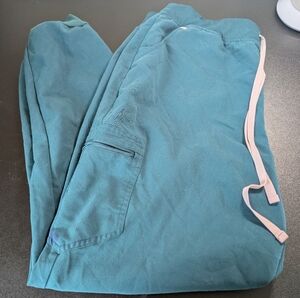 FIGS HW Zamora High Waisted Jogger Scrub Pants Dark Teal Green